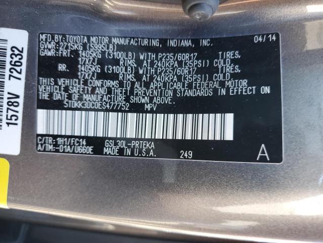 Photo 14 from auction – 2014 TOYOTA SIENNA LE with VIN 5TDKK3DC0ES477752