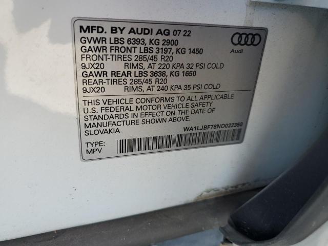 Photo 14 from auction – 2022 AUDI Q7 PREMIUM with VIN WA1LJBF78ND022350