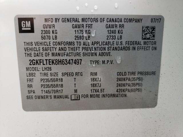 Photo 14 from auction – 2017 GMC TERRAIN SL with VIN 2GKFLTEK8H6347497