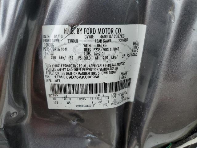 Photo 14 from auction – 2010 FORD ESCAPE XLT with VIN 1FMCU9D76AKC90968
