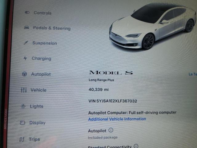 Photo 9 from auction – 2020 TESLA MODEL S with VIN 5YJSA1E2XLF367032
