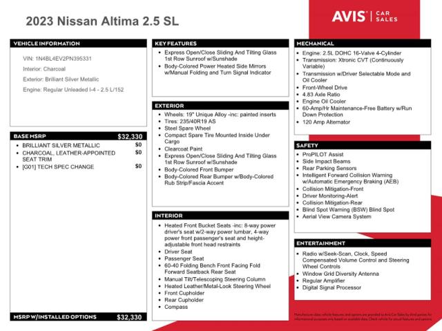 Photo 12 from auction – 2023 NISSAN ALTIMA SL with VIN 1N4BL4EV2PN395331