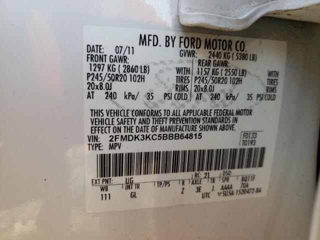Photo 14 from auction – 2011 FORD EDGE LIMIT with VIN 2FMDK3KC5BBB64815