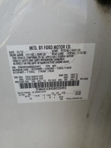 Photo 14 from auction – 2013 FORD FLEX SEL with VIN 2FMGK5C84DBD20493