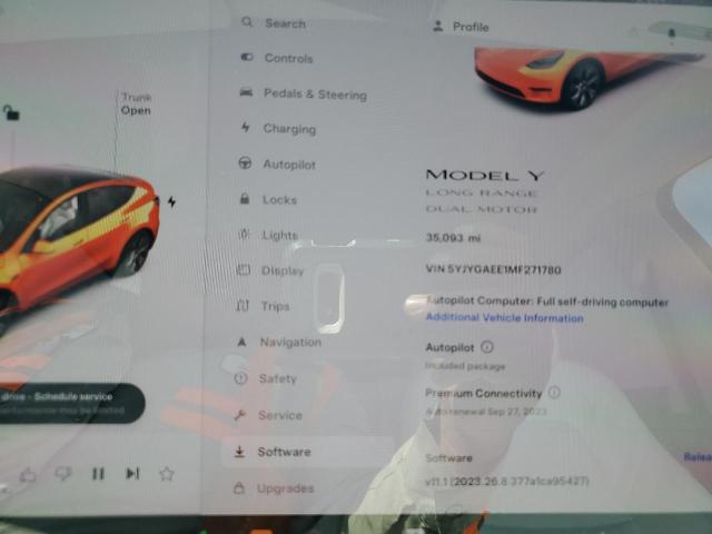 Photo 9 from auction – 2021 TESLA MODEL Y with VIN 5YJYGAEE1MF271780