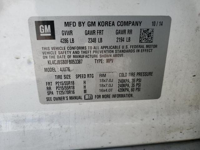 Снимка 14 от търг – 2015 BUICK ENCORE CON с VIN KL4CJBSB0FB053387