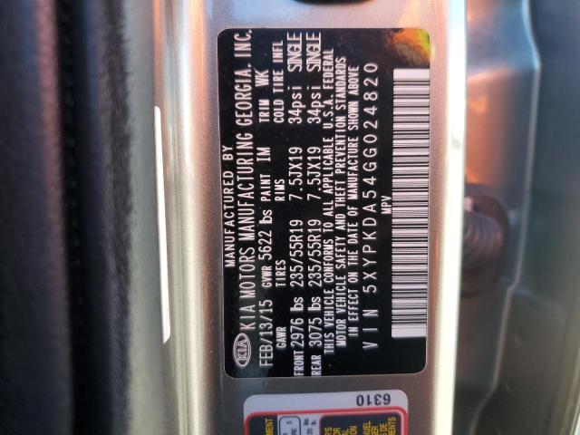 Photo 14 from auction – 2016 KIA SORENTO SX with VIN 5XYPKDA54GG024820