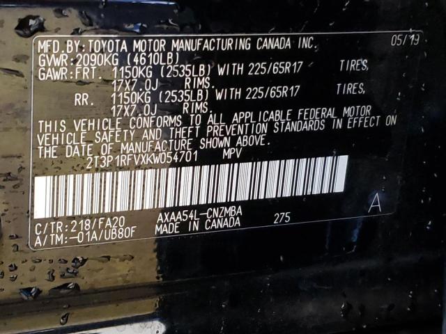 Photo 14 from auction – 2019 TOYOTA RAV4 XLE with VIN 2T3P1RFVXKW054701