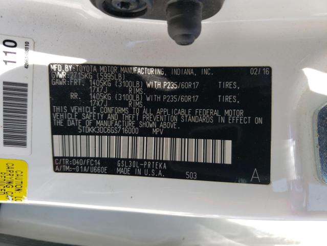 Photo 14 from auction – 2016 TOYOTA SIENNA LE with VIN 5TDKK3DC6GS716000