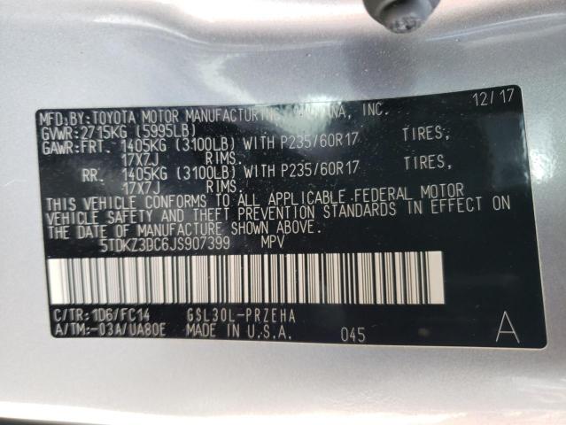 Photo 14 from auction – 2018 TOYOTA SIENNA LE with VIN 5TDKZ3DC6JS907399