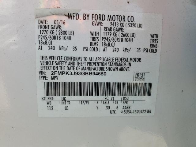 Photo 14 from auction – 2016 FORD EDGE SEL with VIN 2FMPK3J93GBB94650