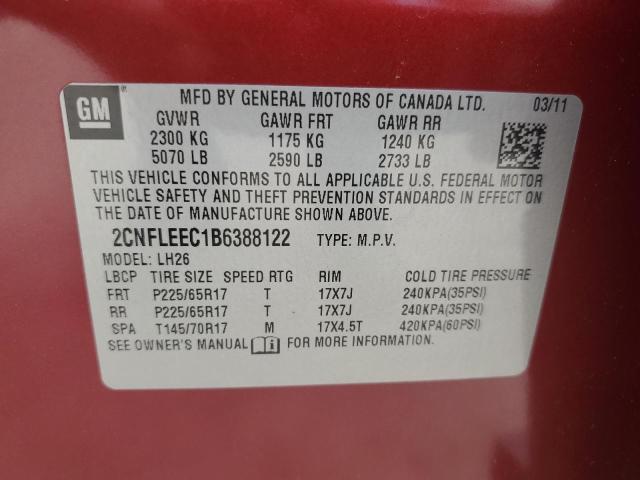Photo 14 from auction – 2011 CHEVROLET EQUINOX LT with VIN 2CNFLEEC1B6388122