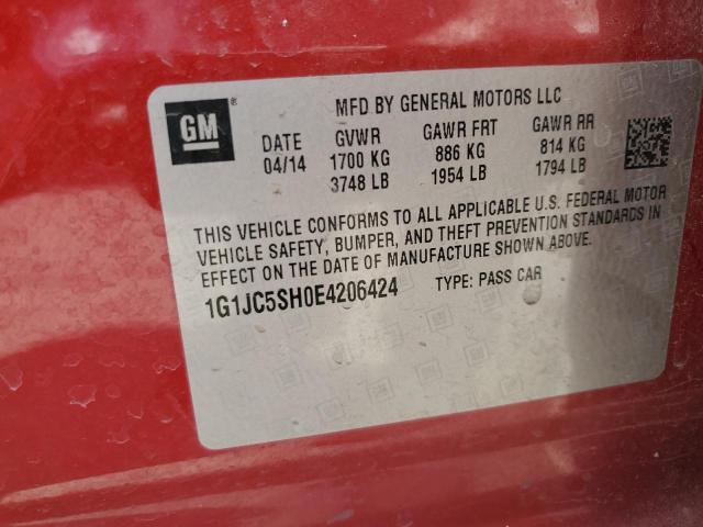 Photo 14 from auction – 2014 CHEVROLET SONIC LT with VIN 1G1JC5SH0E4206424