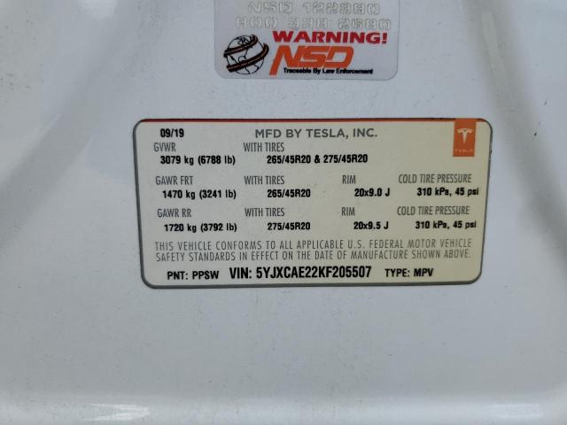 Photo 14 from auction – 2019 TESLA MODEL X with VIN 5YJXCAE22KF205507