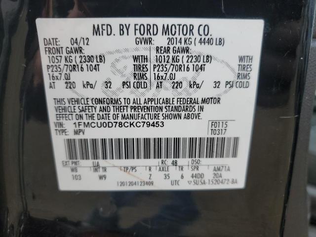 Photo 14 from auction – 2012 FORD ESCAPE XLT with VIN 1FMCU0D78CKC79453