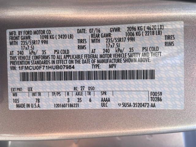 Photo 10 from auction – 2017 FORD ESCAPE S with VIN 1FMCU0F71HUB07984