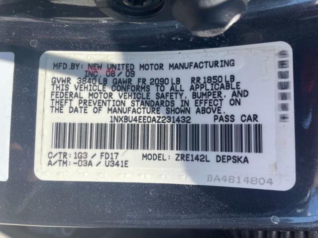Photo 10 from auction – 2010 TOYOTA COROLLA BA with VIN 1NXBU4EE0AZ231432