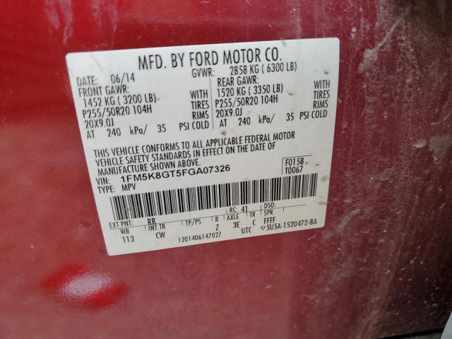 Снимка 14 от търг – 2015 FORD EXPLORER S с VIN 1FM5K8GT5FGA07326