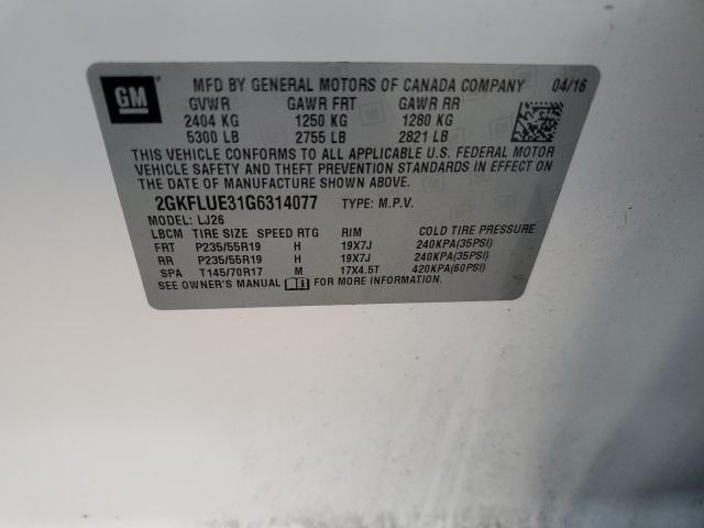 Photo 14 from auction – 2016 GMC TERRAIN SL with VIN 2GKFLUE31G6314077