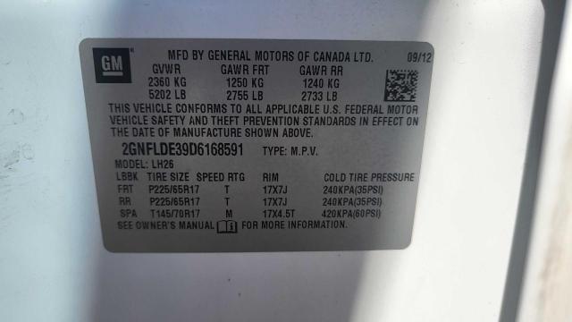Photo 10 from auction – 2013 CHEVROLET EQUINOX LT with VIN 2GNFLDE39D6168591