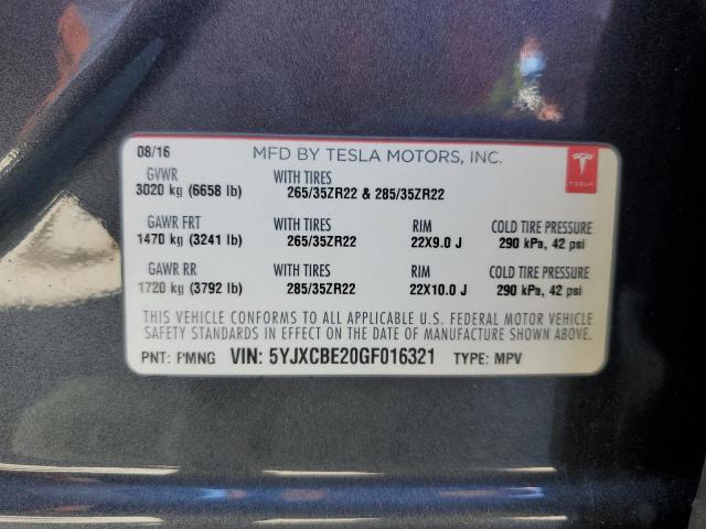 Photo 14 from auction – 2016 TESLA MODEL X with VIN 5YJXCBE20GF016321