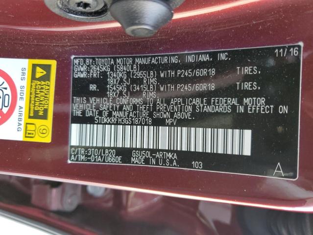 Photo 14 from auction – 2016 TOYOTA HIGHLANDER with VIN 5TDKKRFH3GS187018