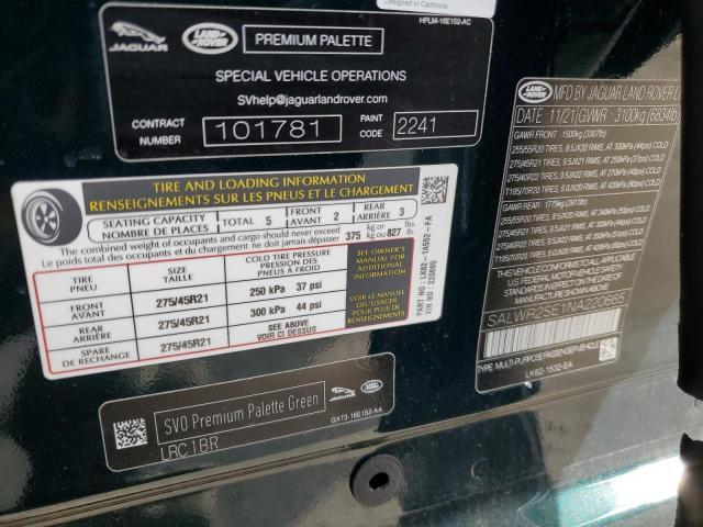Photo 14 from auction – 2022 LAND ROVER RANGE ROVE with VIN SALWR2SE1NA220665