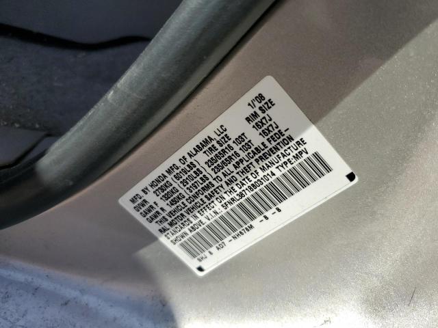 Photo 14 from auction – 2008 HONDA ODYSSEY EX with VIN 5FNRL38718B031014