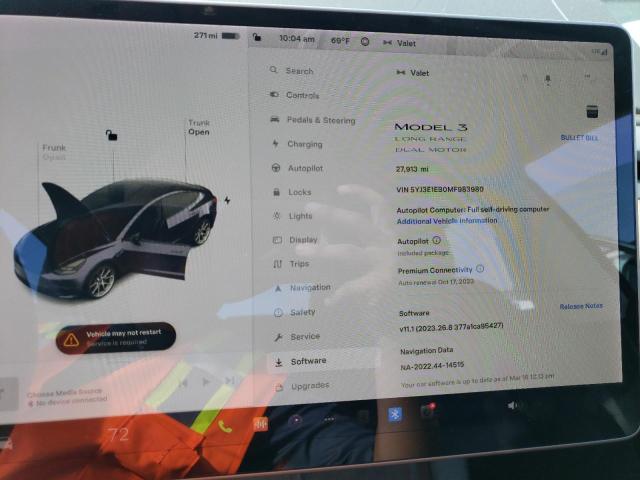 Photo 9 from auction – 2021 TESLA MODEL 3 with VIN 5YJ3E1EB0MF983980