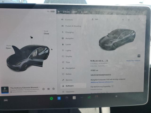 Photo 9 from auction – 2021 TESLA MODEL 3 with VIN 5YJ3E1EB8MF868513