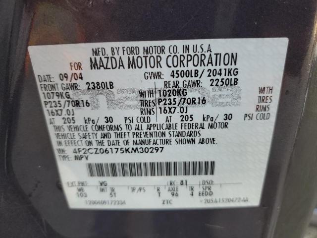 Photo 14 from auction – 2005 MAZDA TRIBUTE S with VIN 4F2CZ06175KM30297