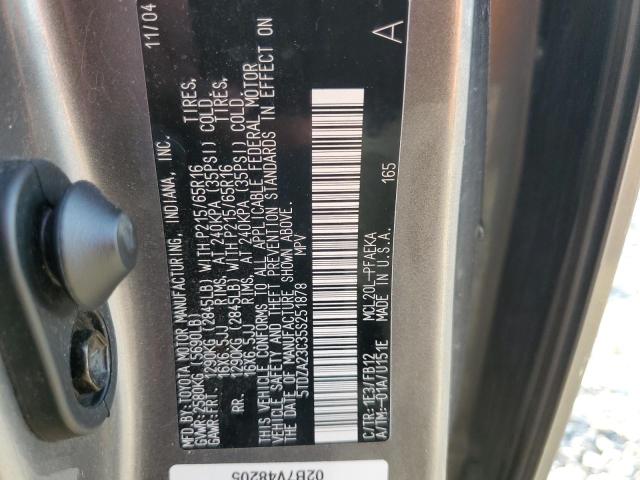Photo 14 from auction – 2005 TOYOTA SIENNA CE with VIN 5TDZA23C35S251878