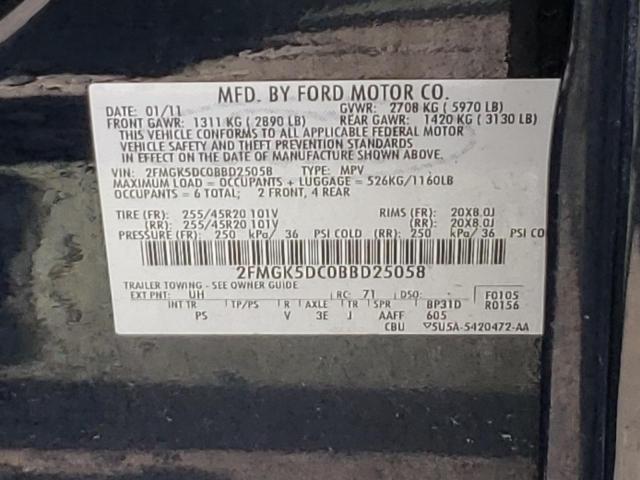 Photo 14 from auction – 2011 FORD FLEX LIMIT with VIN 2FMGK5DC0BBD25058