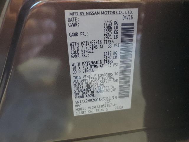 Photo 14 from auction – 2016 NISSAN PATHFINDER with VIN 5N1AR2MM2GC652139