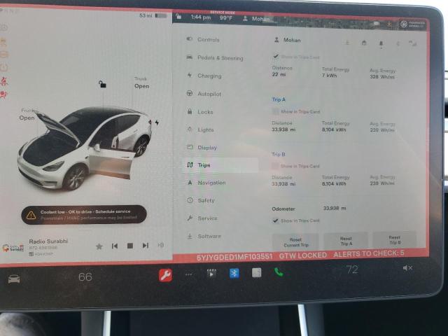 Photo 9 from auction – 2021 TESLA MODEL Y with VIN 5YJYGDED1MF103551