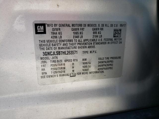 Photo 14 from auction – 2017 CHEVROLET TRAX 1LT with VIN 3GNCJLSB7HL263571