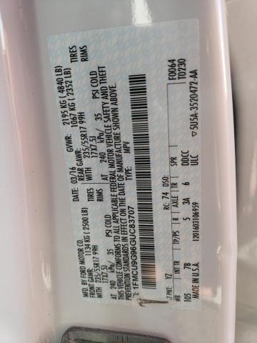 Photo 14 from auction – 2016 FORD ESCAPE SE with VIN 1FMCU9G96GUC83707