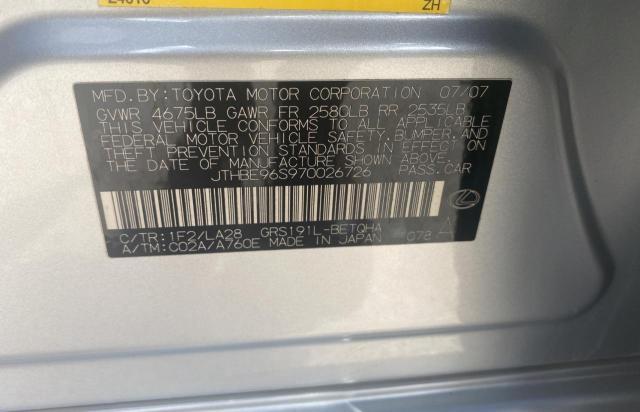 Photo 10 from auction – 2007 LEXUS GS 350 with VIN JTHBE96S970026726
