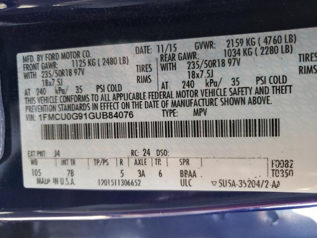 Photo 14 from auction – 2016 FORD ESCAPE SE with VIN 1FMCU0G91GUB84076