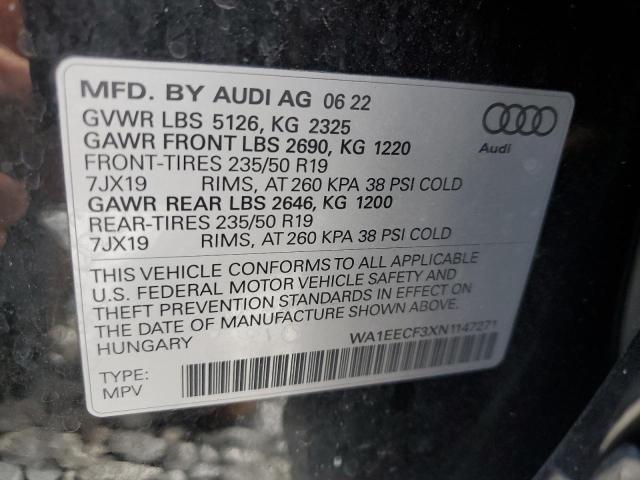 Photo 14 from auction – 2022 AUDI Q3 PREMIUM with VIN WA1EECF3XN1147271