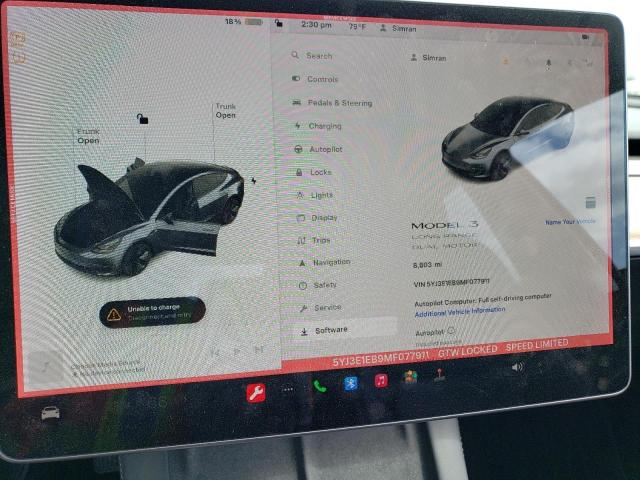Photo 9 from auction – 2021 TESLA MODEL 3 with VIN 5YJ3E1EB9MF077911