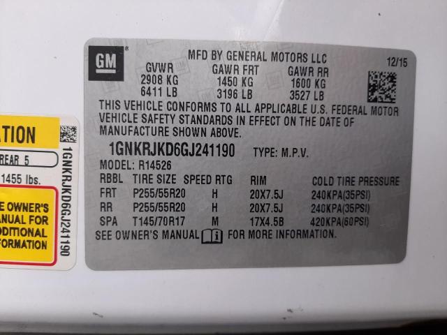 Photo 14 from auction – 2016 CHEVROLET TRAVERSE L with VIN 1GNKRJKD6GJ241190