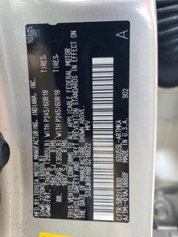 Photo 14 from auction – 2015 TOYOTA HIGHLANDER with VIN 5TDJKRFH8FS216622