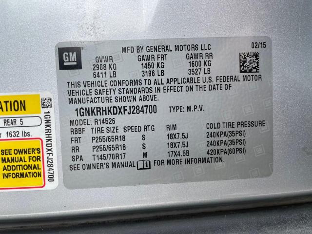 Photo 10 from auction – 2015 CHEVROLET TRAVERSE L with VIN 1GNKRHKDXFJ284700