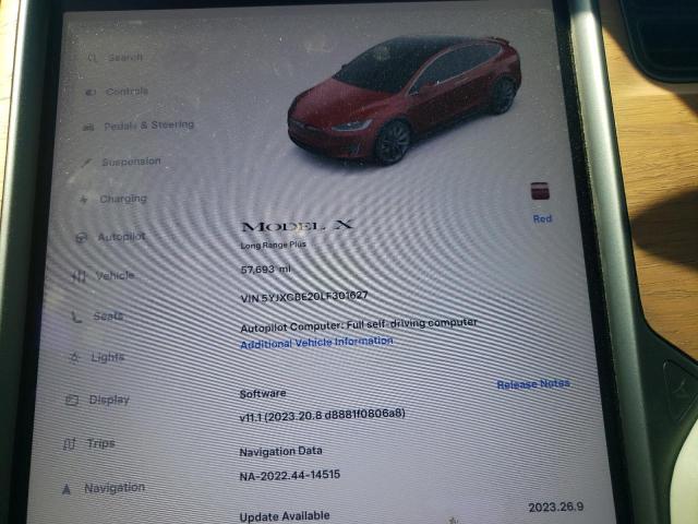 Photo 9 from auction – 2020 TESLA MODEL X with VIN 5YJXCBE20LF301627