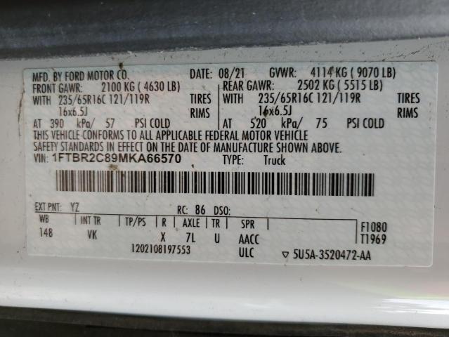 Photo 14 from auction – 2021 FORD TRANSIT T- with VIN 1FTBR2C89MKA66570