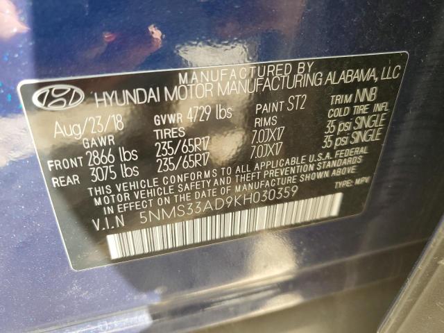 Photo 14 from auction – 2019 HYUNDAI SANTA FE S with VIN 5NMS33AD9KH030359