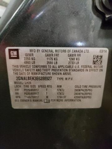 Photo 14 from auction – 2014 CHEVROLET EQUINOX LT with VIN 2GNALBEK3E6288927