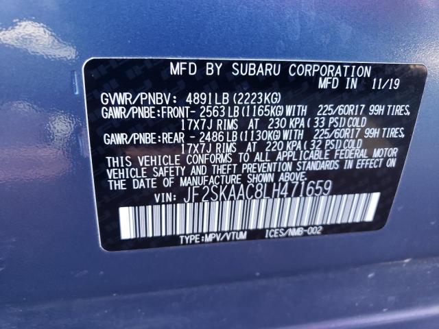 Photo 14 from auction – 2020 SUBARU FORESTER with VIN JF2SKAAC8LH471659