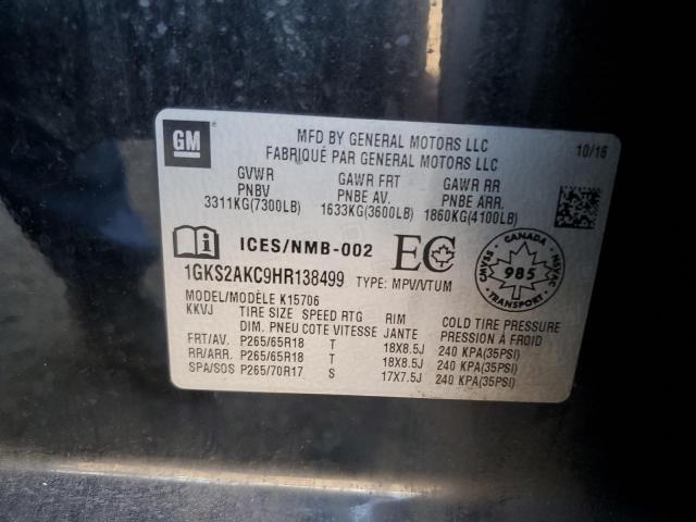 Photo 14 from auction – 2017 GMC YUKON SLE with VIN 1GKS2AKC9HR138499